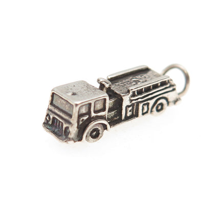 Sunwest 925 Sterling Silver Vintage Fire Truck Oxidized 3D Charm Pendant