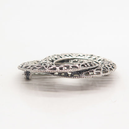 925 Sterling Silver Vintage Jewelart Ornate Pin Brooch