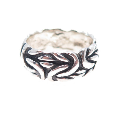 925 Sterling Silver Vintage Byzantine Oxidized Band Ring Size 11.75