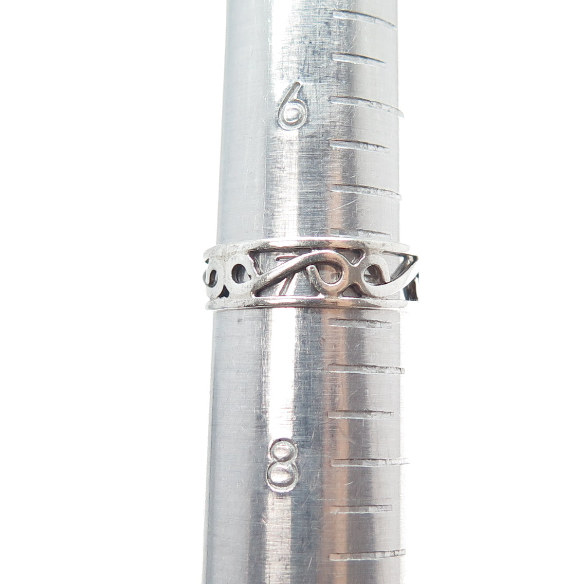 925 Sterling Silver Vintage Swirl Band Ring Size 7.25