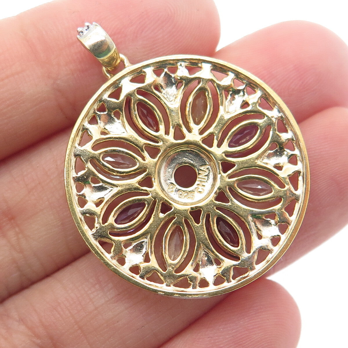 ROSS SIMONS Sterling Silver Gold Plated Real Diamond Accent Multi-Gem Pendant