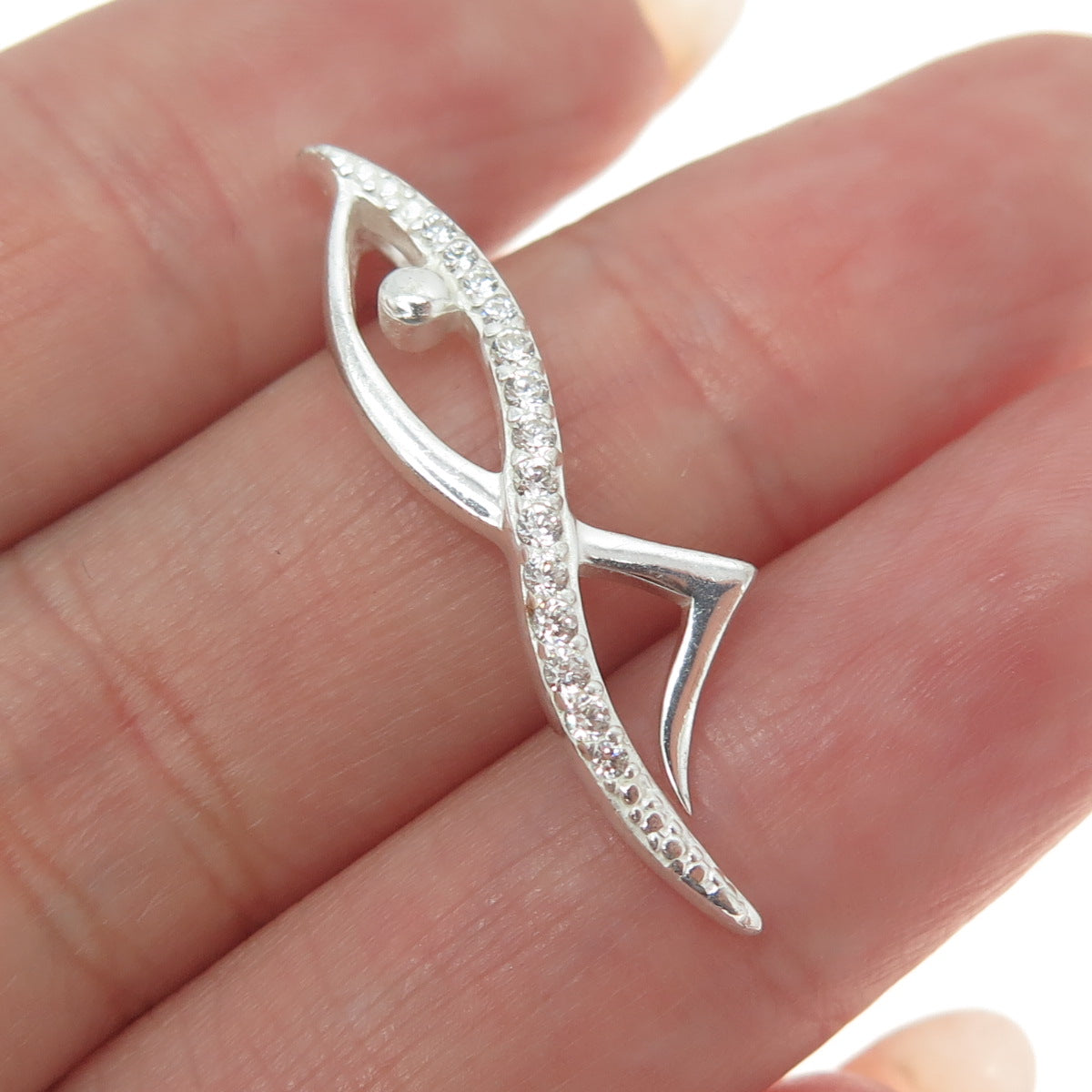 925 Sterling Silver Round-Cut Shaped C Z Slide Pendant