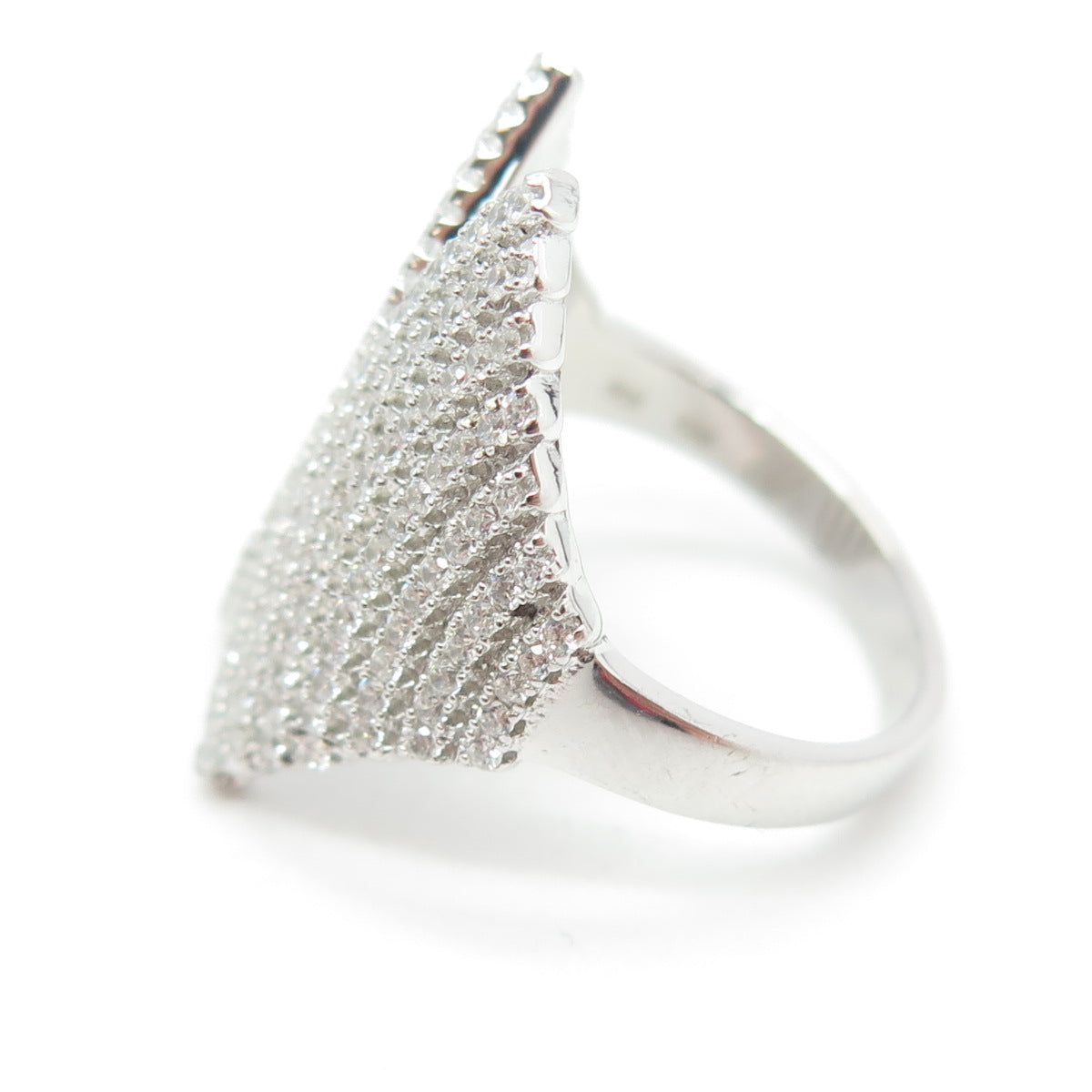 925 Sterling Silver Pave C Z Wings Ring Size 7