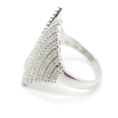 925 Sterling Silver Pave C Z Wings Ring Size 7