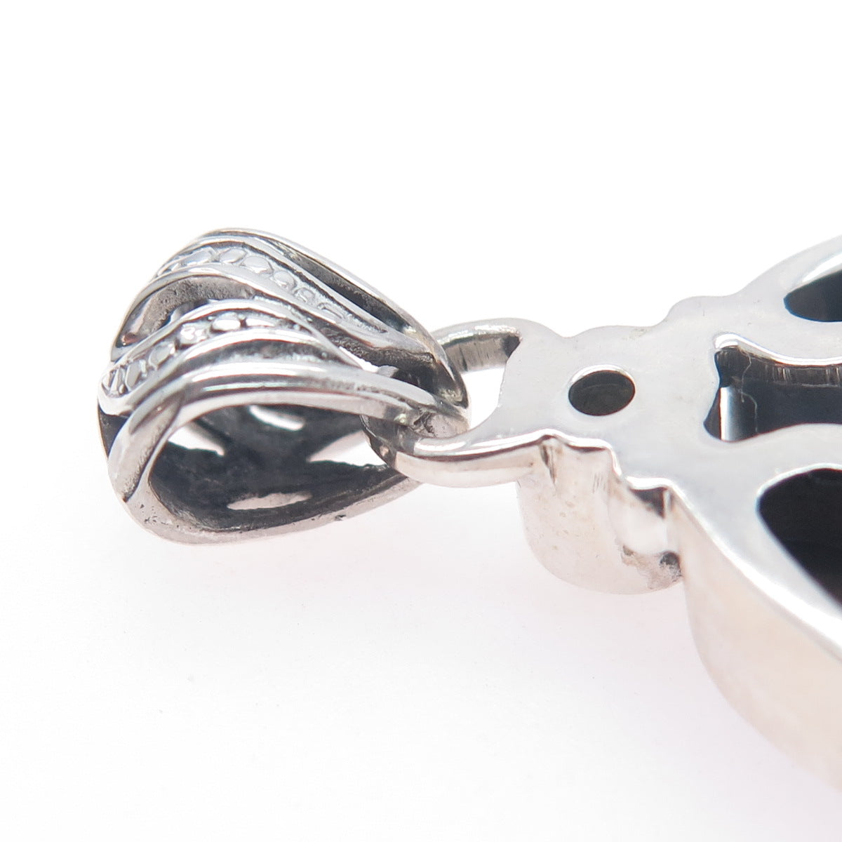 925 Sterling Silver Vintage Real Larimar Opal & Peridot Modernist Charm Pendant