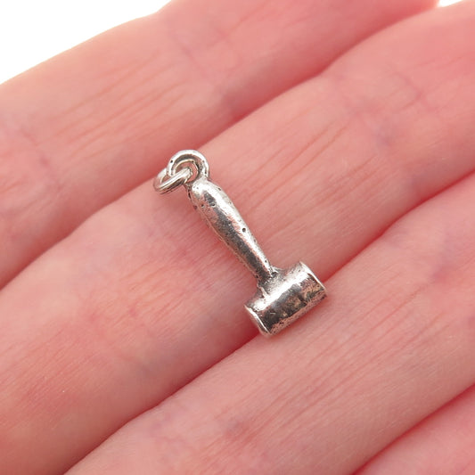 925 Sterling Silver Antique Art Deco Gavel 3D Mini Charm Pendant