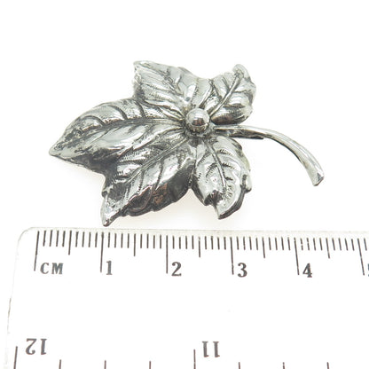 925 Sterling Silver Antique Art Deco Leaf Floral Pin Brooch