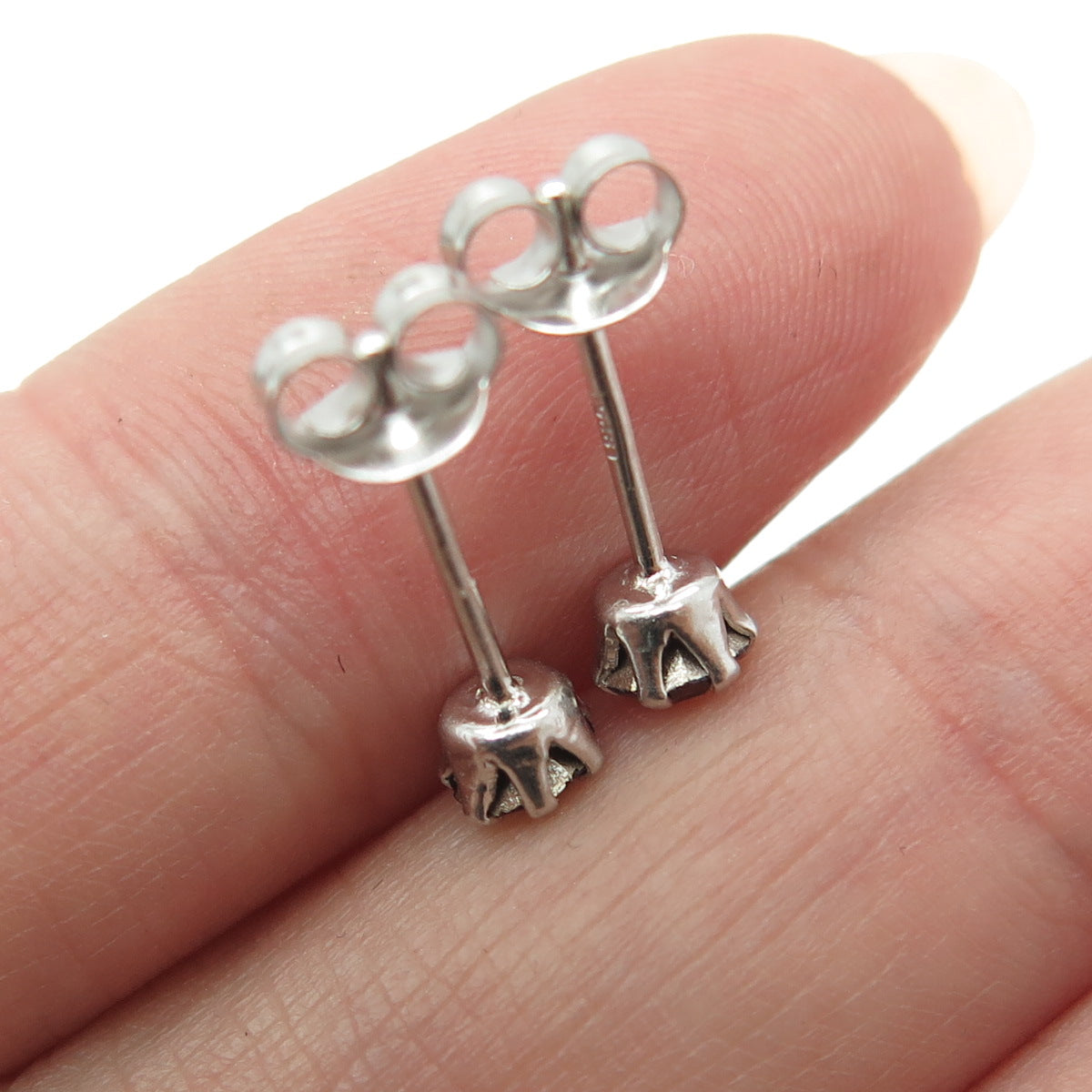 925 Sterling Silver Purple Rhinestone Stud Earrings