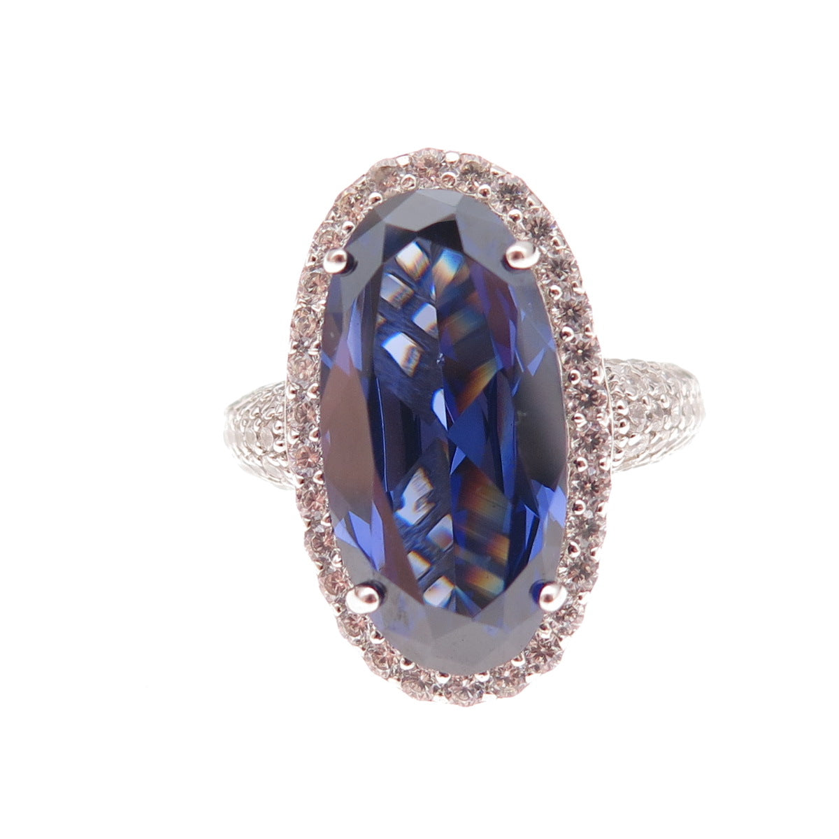 Charles Winston for Bella Luce Sterling Silver Blue & White C Z Ring Size 8.5