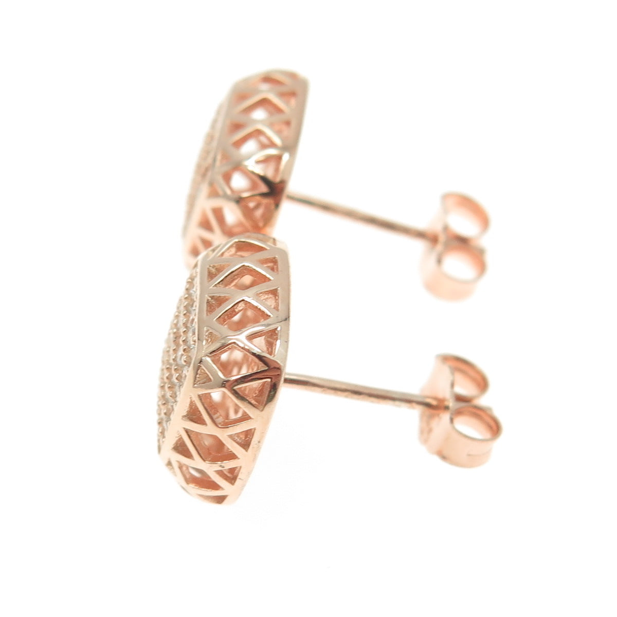 925 Sterling Silver Rose Gold Plated Round-Cut C Z Cushion Sun Earrings