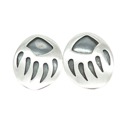 925 Sterling Silver Vintage Mexico Bear Paw Clip On Earrings