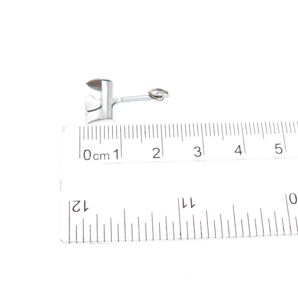 925 Sterling Silver Antique Art Deco Heart Shovel / Scoop Mini Charm Pendant