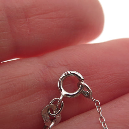 925 Sterling Silver Real Round-Cut Diamond Heart Cable Chain Necklace 18" w/ Box