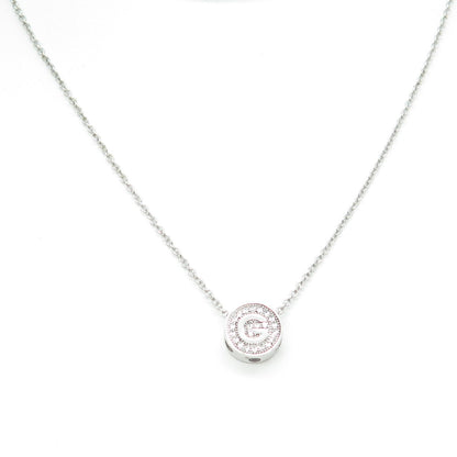 925 Sterling Silver Round-Cut C Z Letter "G" Initial Cable Chain Necklace 16-18"