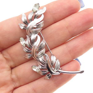 A&Z HAYWARD 925 Sterling Silver Antique Art Deco Rhinestone Floral Pin Brooch