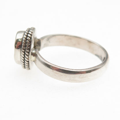 925 Sterling Silver Vintage Real Oval-Cut Peridot Oxidized Ring Size 8.25