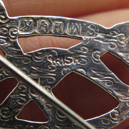 925 Sterling Silver Vintage 1996 SM Dublin Celtic Knot Pin Brooch