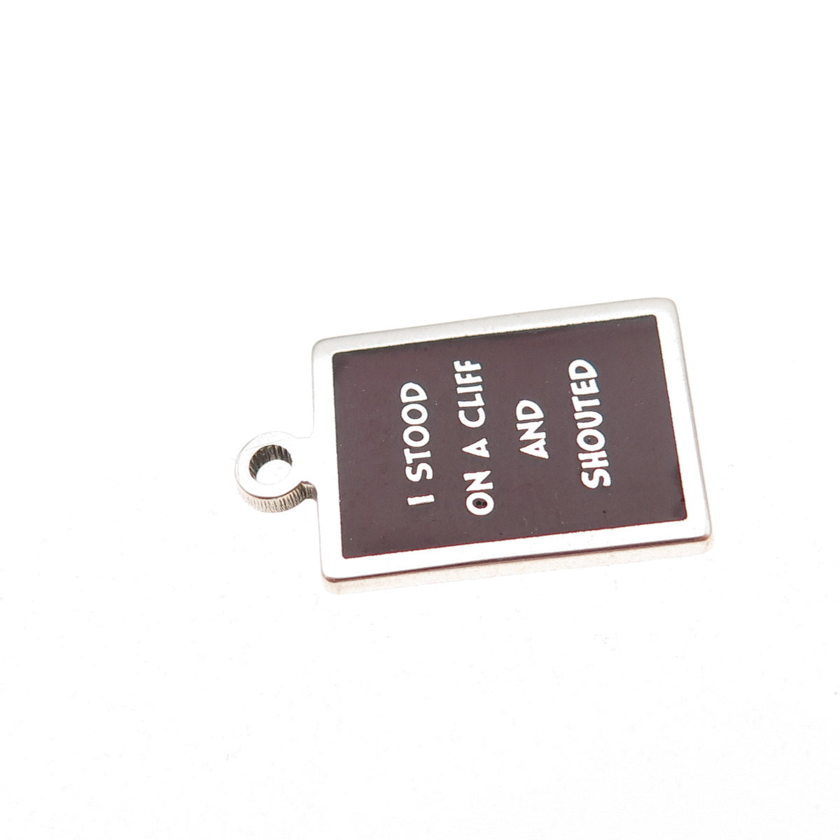 925 Sterling Silver Vintage Enamel I Stood On A Cliff & Shouted Charm Pendant