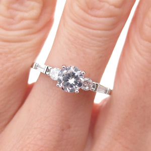 925 Sterling Silver Multi-Cut C Z Engagement Ring Size 10