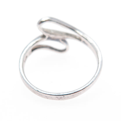 925 Sterling Silver Vintage Modernist Bypass Ring Size 8