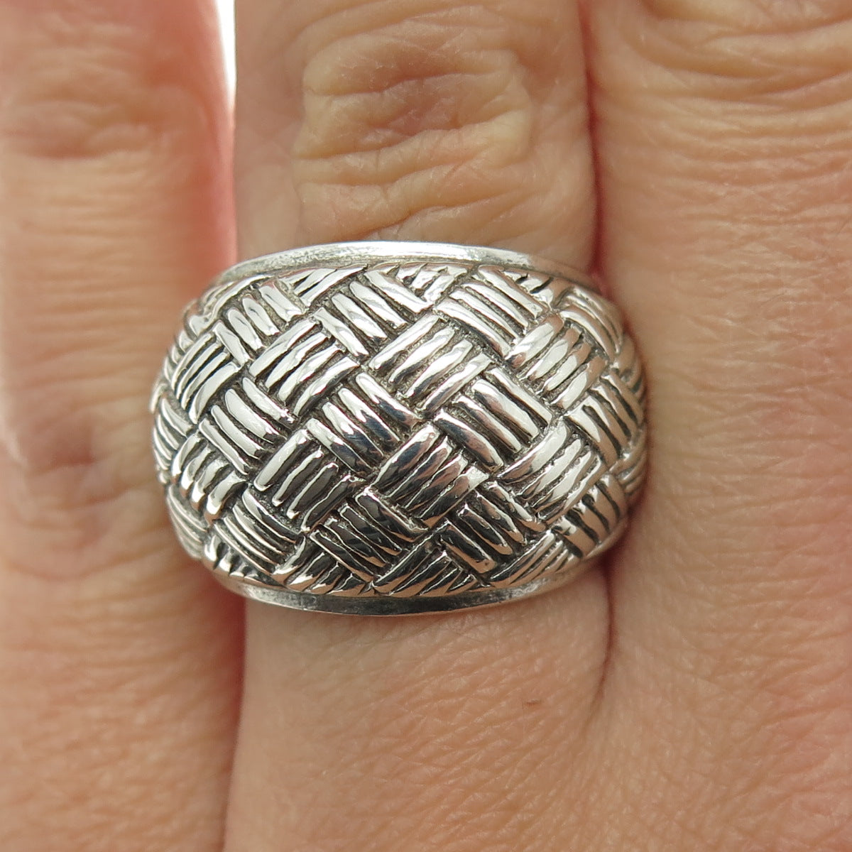 CHATEAU D'ARGENT 925 Sterling Silver Vintage Braided Pattern Dome Ring Size 7.5