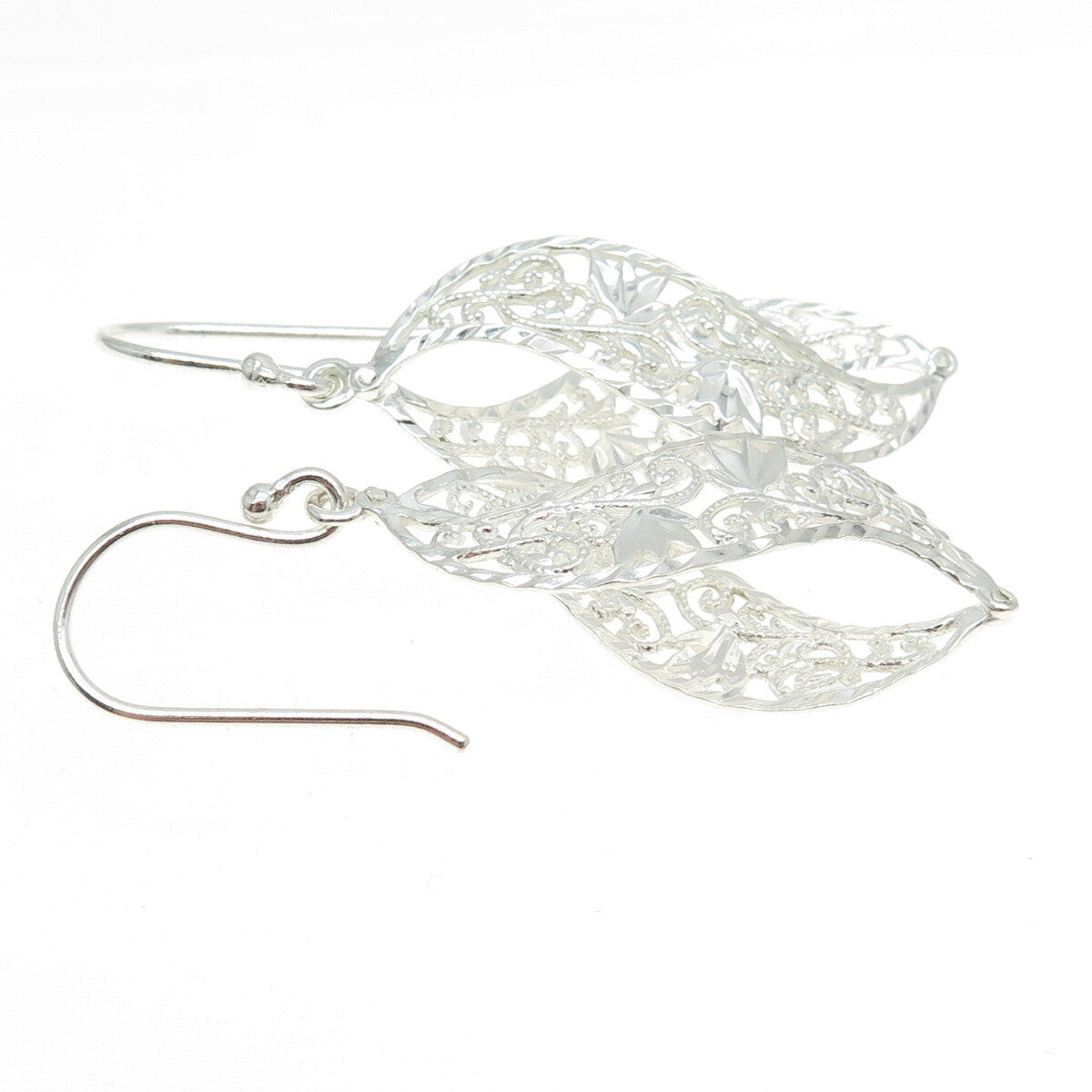925 Sterling Silver Vintage Floral Infinity Dangling Earrings