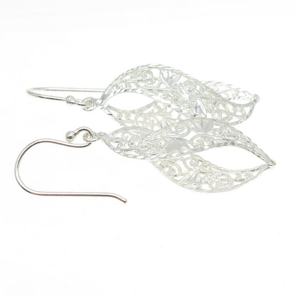 925 Sterling Silver Vintage Floral Infinity Dangling Earrings