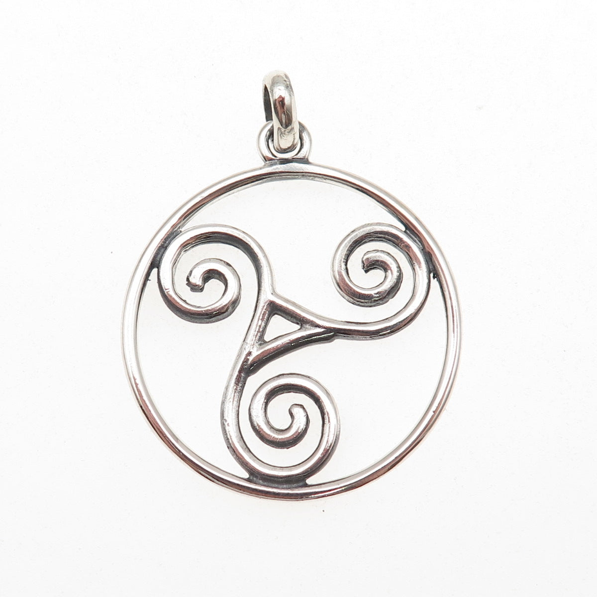 925 Sterling Silver Vintage Celtic Triskelion Oxidized Charm Pendant