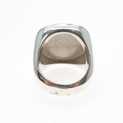 925 Sterling Silver Vintage 1999 Enamel Punishers Black Swamp Ring Size 8.75