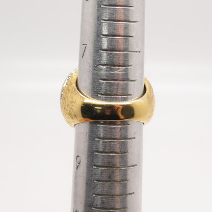 925 Sterling Silver Gold Plated Pave C Z Domed Ring Size 8.25