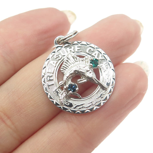 CREA Sterling Silver Antique Art Deco Rhinestone Treasure Cay Bahamas Pendant