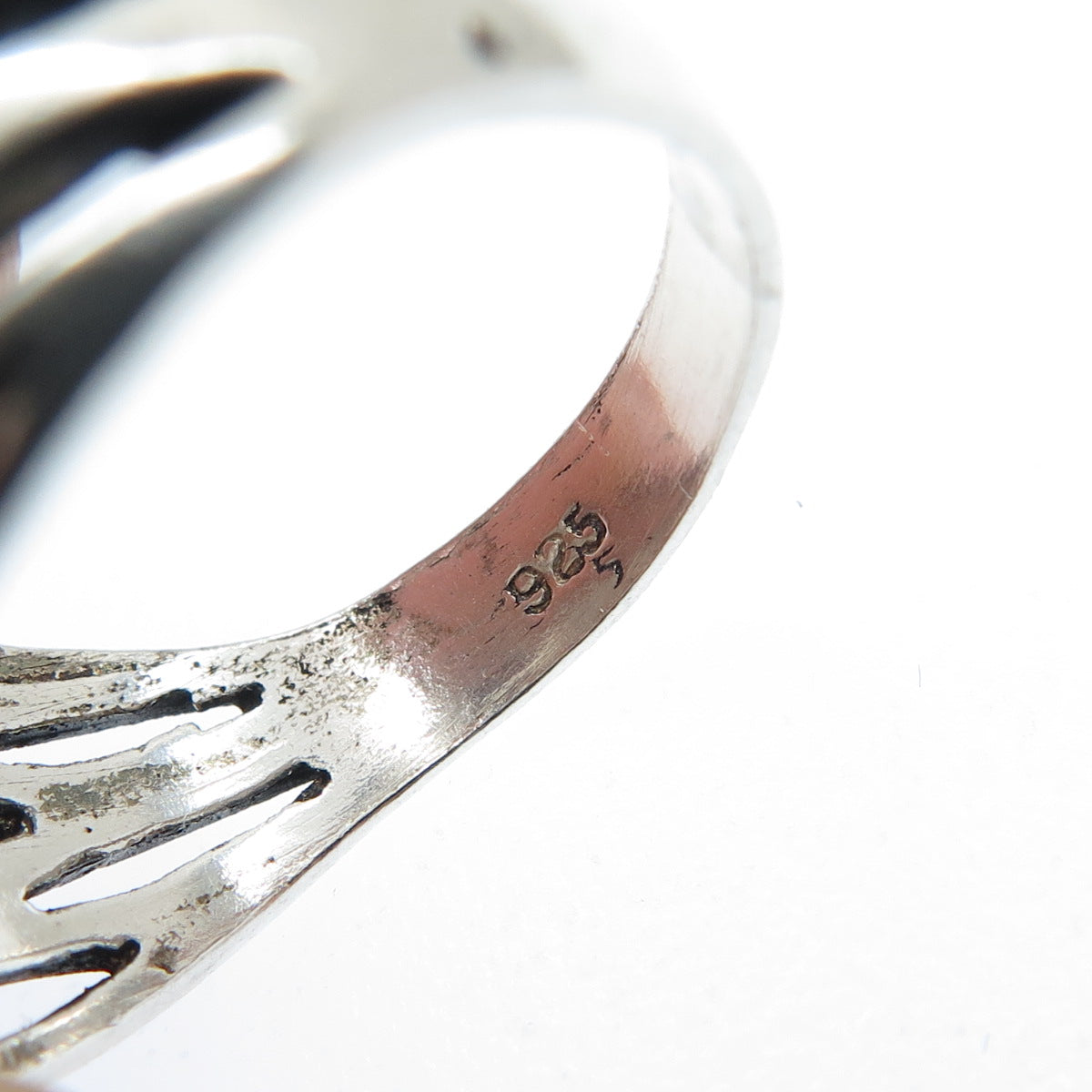 925 Sterling Silver Vintage Modernist Twisted Wavy Oxidized Ring Size 6.25