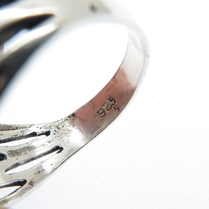 925 Sterling Silver Vintage Modernist Twisted Wavy Oxidized Ring Size 6.25