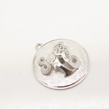 925 Sterling Silver Vintage M & M "Sweet 16" Textured Round Pendant