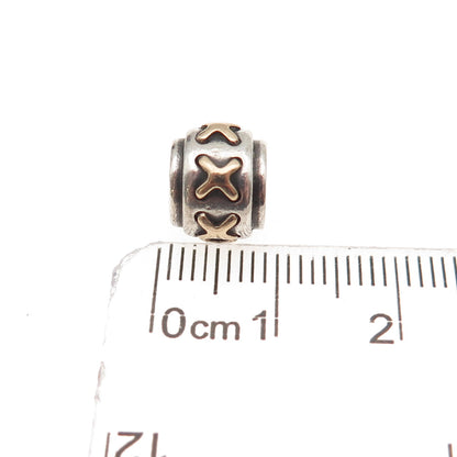 Pandora 925 Sterling Silver & Gold Cross Stitch Slide Bead Charm