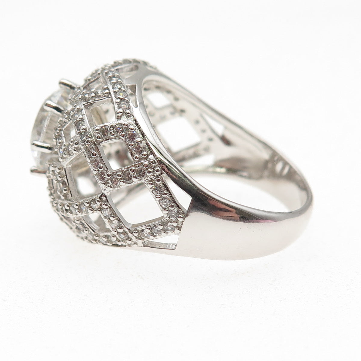 925 Sterling Silver Round-Cut C Z Sparkle Dome Ring Size 10