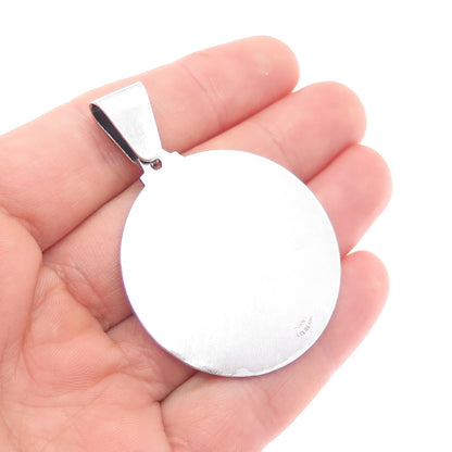 925 Sterling Silver Vintage Real Ruby St. Barbara Religious Oxidized Pendant