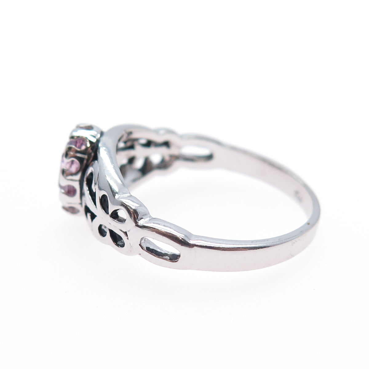 SETA 925 Sterling Silver Vintage Real Oval-Cut Amethyst Butterfly Ring Size 10