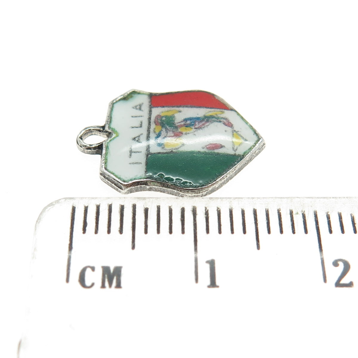 800 Silver Vintage Enamel Italy Minimalist Charm Pendant