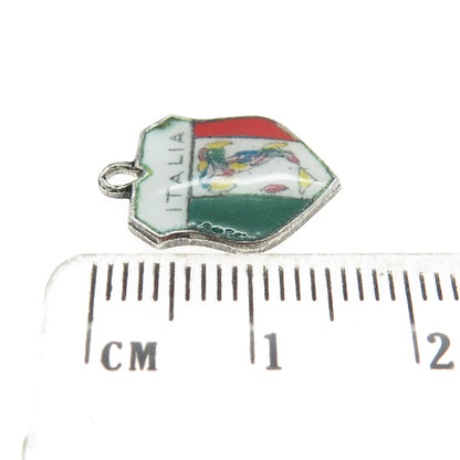800 Silver Vintage Enamel Italy Minimalist Charm Pendant