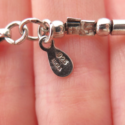 925 Sterling Silver Vintage Modernist Hammered Statement Chain Necklace 16-18"