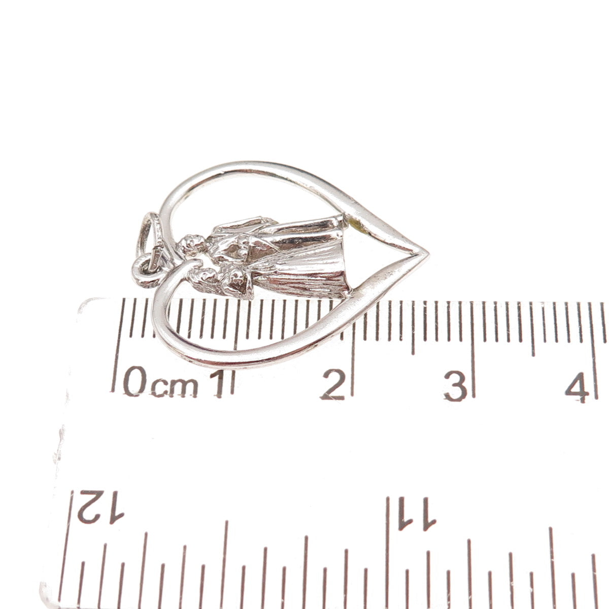 J. M. Fisher Sterling Silver Vintage Bride & Groom Wedding Couple Heart Pendant