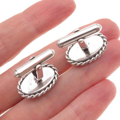 B.A. Ballou 925 Sterling Silver Vintage Real Carnelian Oxidized Cufflinks