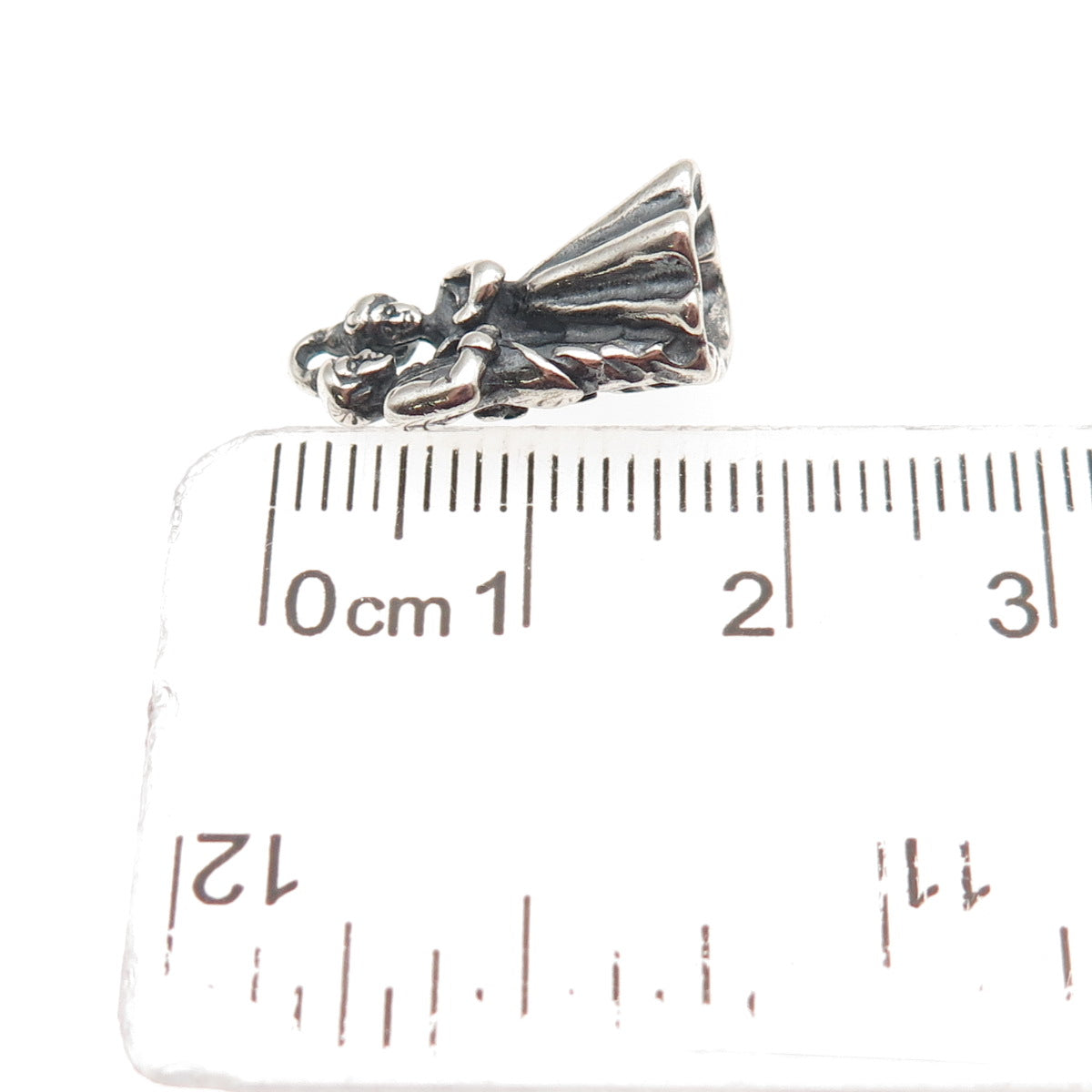 SHUBE 925 Sterling Silver Vintage Bride & Groom Oxidized 3D Mini Charm Pendant
