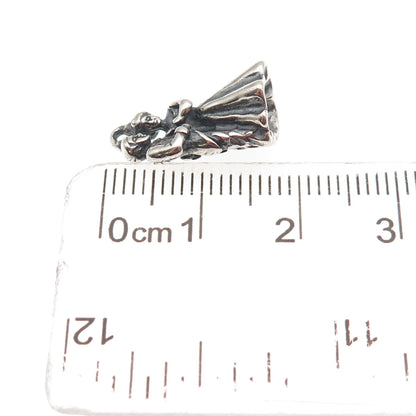 SHUBE 925 Sterling Silver Vintage Bride & Groom Oxidized 3D Mini Charm Pendant