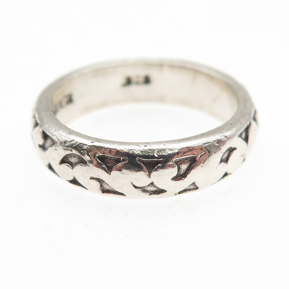 LOIS HILL 925 Sterling Silver Vintage Signature Scroll Band Ring Size 7.5