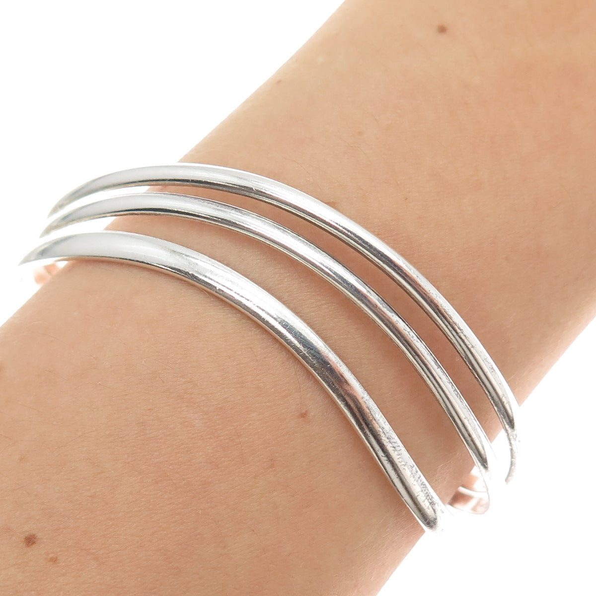 JS JOSEPH SCHMID 925 Sterling Vintage Modernist Wavy Adjustable Bracelet 6.75"