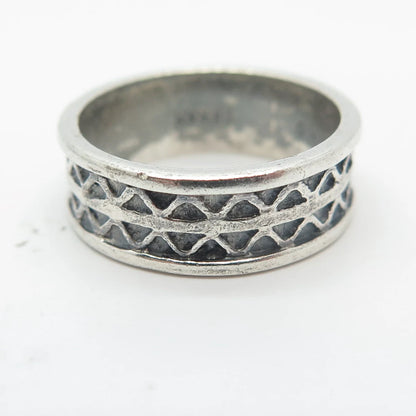 925 Sterling Silver Vintage Saram Zigzag Band Ring Size 6