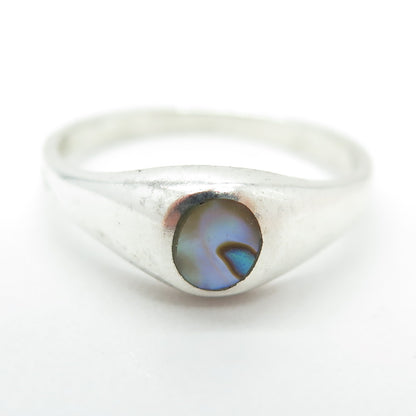 925 Sterling Silver Vintage Real Abalone Shell Ring Size 7.5