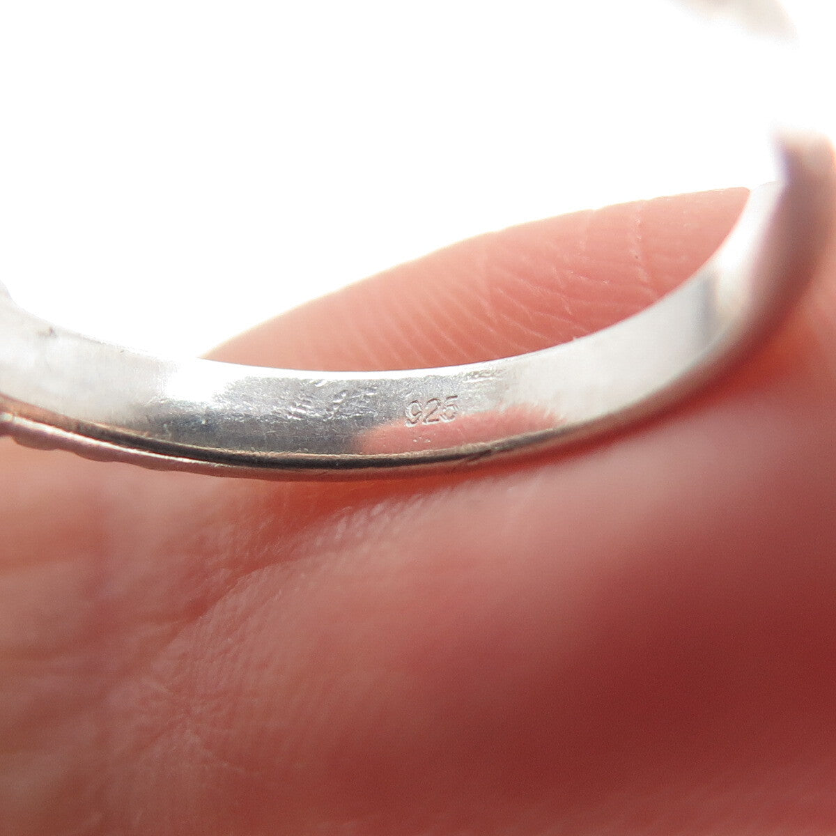 TGGC 925 Sterling Silver Vintage Checkered Black Spinel Twisted Ring Size 5.25